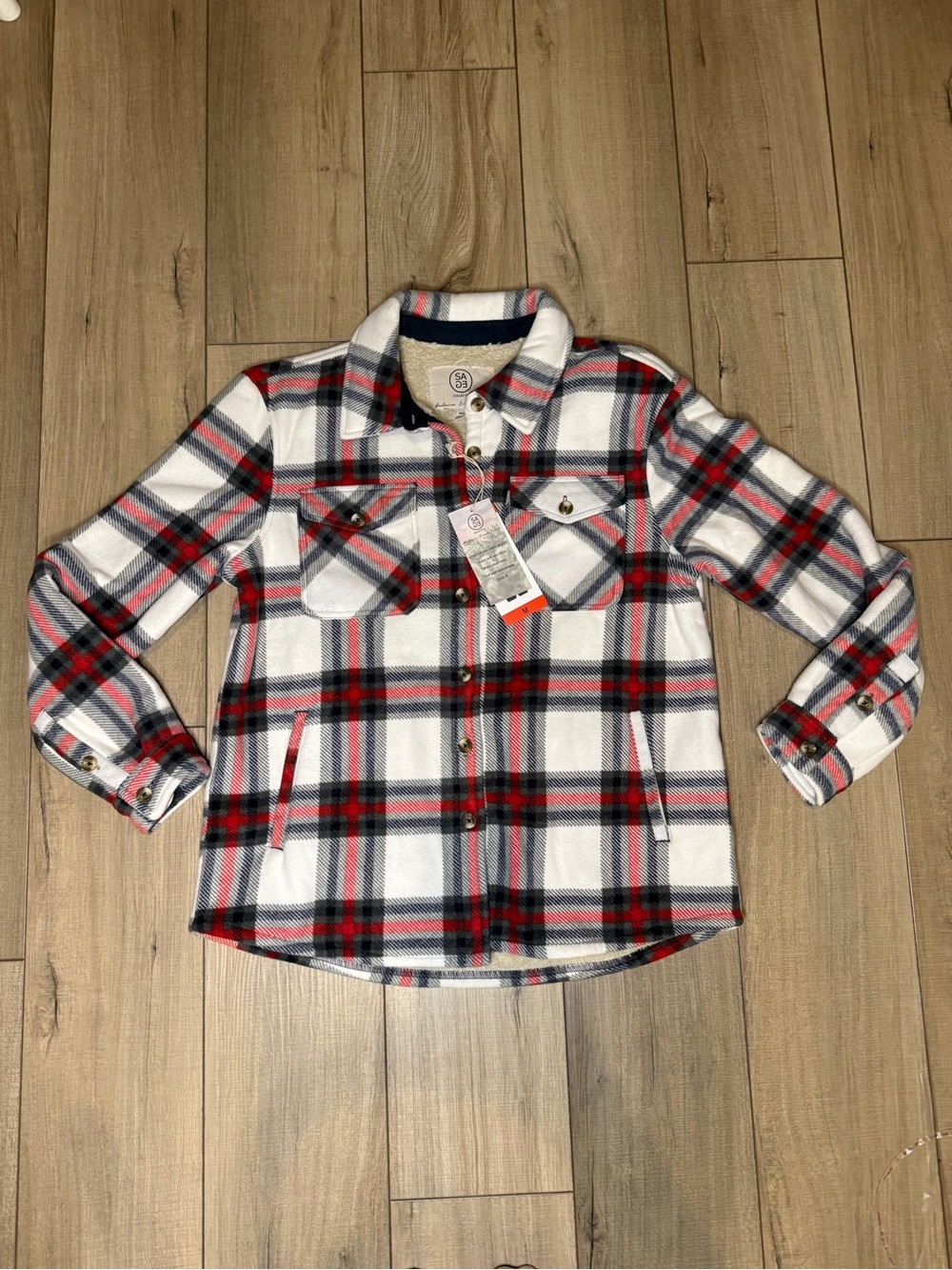 NWT Sage Collective Plaid Sherpa Lined Shacket Jacket Women’s Medium